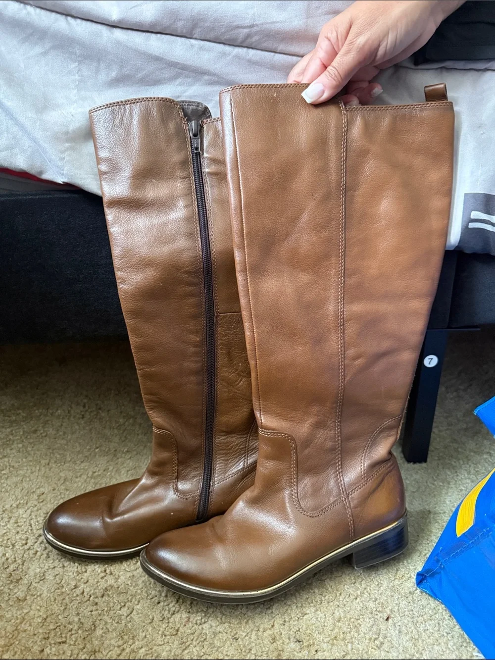 Women's Tall Brown Leather Riding Boots